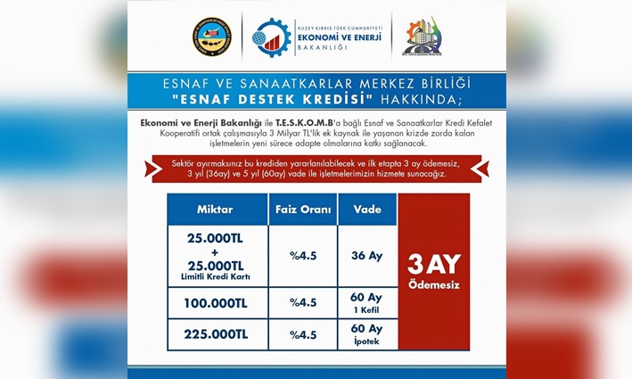 '3,5 milyar TL'lik esnaf destek kredisi'