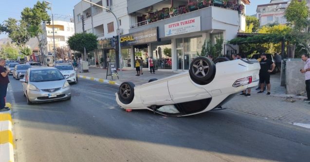 Şehrin göbeğinde takla attı