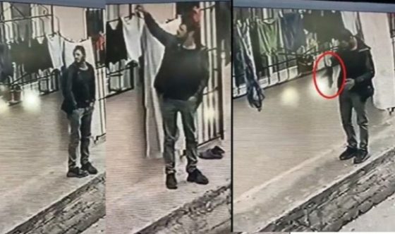 Evin önünde asılı kadın çamaşırlarını çaldı