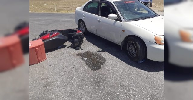 Motosiklet sürücüsü ucuz atlattı
