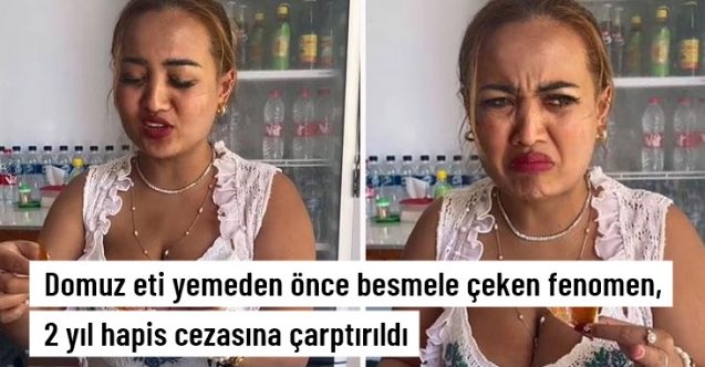 Domuz eti yemeden önce besmele çeken fenomene 2 yıl hapis