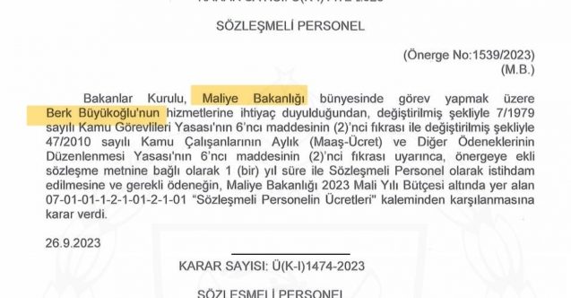 Kamuya üç istihdam daha: Biri Hasan Büyükoğlu’nun oğlu...
